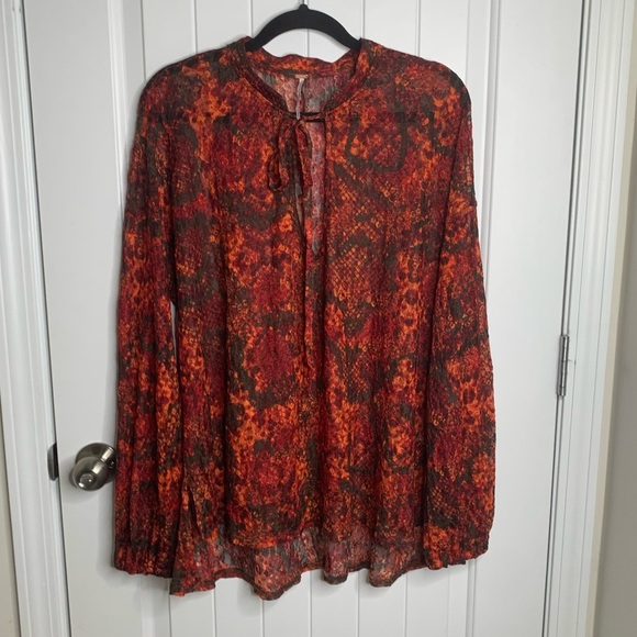 Free people paisley floral boho oversized blouse size‎ medium - Picture 1 of 6